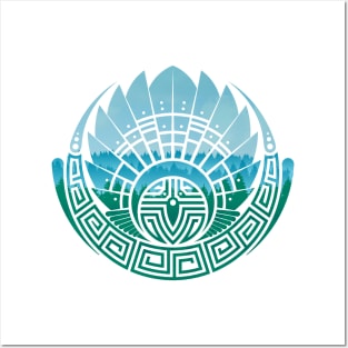 Green Tribal Glyph Posters and Art